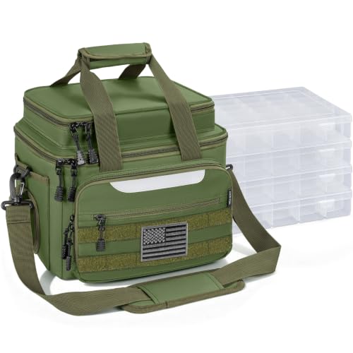 Fishing Tackle Bags with 4 * 3600 Tackle Boxes - Saltwater & Freshwater