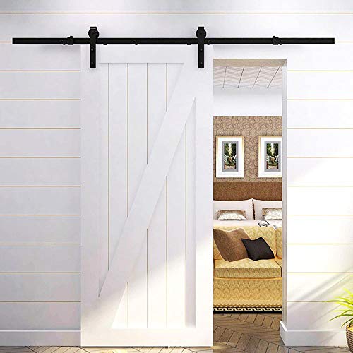 Yaheetech 8FT/244 CM Binario per Porta Scorrevole Interno Esterno Muro Rustico Kit Ferramenta per Anta Scorrevole Singola in Legno da Parete Portata 100 kg