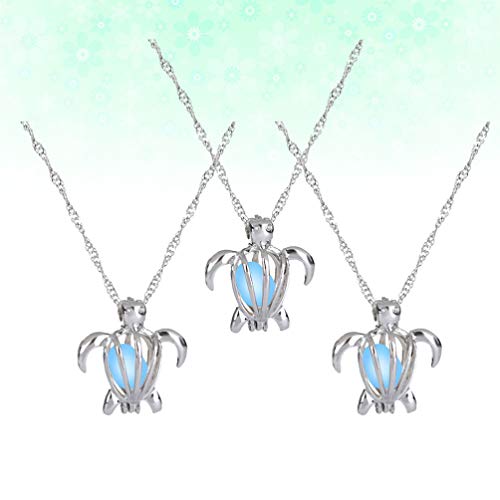 HEALLILY 3 Pcs Brilho MÃ¡gico No Escuro Colar Luminoso Tartaruga Vintage MedalhÃ£o Colar de Pingente