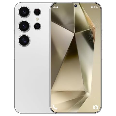 XUANMEIKE Unlocked Phone S24 Ultra Android Phone 8-core 8GB+256GB Cell Phone 7 inch HD Screen Mobile Phone 108MP+48MP Camera 6800 mAh Extra Large Battery 5G Dual SIM (Titanium White) Cover