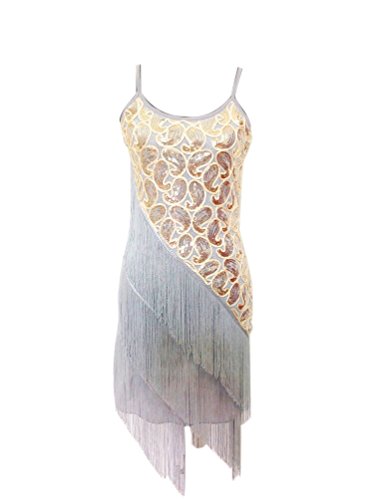 Daisy Great Gatsby New Years Eve Nye Costume Halloween Outfit Party, Grey-Gold, 0-2