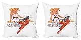 ABAKUHAUS Pin Up Girl Set de 2 Fundas para Cojín, Blondie Corta Pelo, con Estampado en Ambos Lados con Cremallera, 50 cm x 50 cm, Multicolor