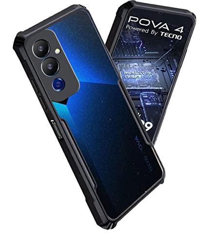Image of A rtistque Clear Hard Transparent Back Cover for Tecno Pova 4 | Case Acrylic Armor | Anti-Drop | Shockproof TPU Edge | Tecno Pova 4 Back Cover - Green