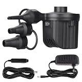 UQTUKO Inflador Electrico, 2 en 1 Hinchador Electrico con 3 Boquillas Bomba de Aire eléctrica Inflar y Desinflar para Colchon para colchón de Aire...