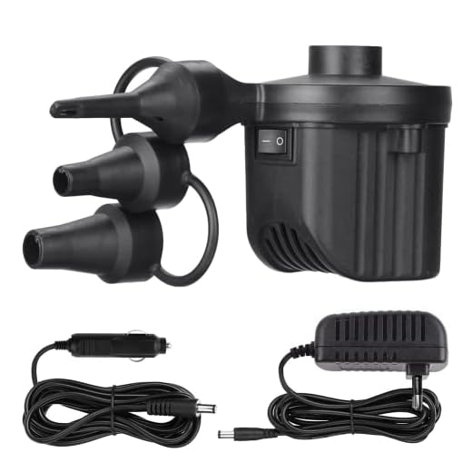 UQTUKO Elektrische Luftpumpe, 2 in 1 Inflate und Deflate Elektropumpe mit 3 Luftdüse Kompressor für Luftmatratzen, Schlauchboote, Sofa,Luftmatratze Pool,Boot,Schwimmring – DC 12V/AC 220V