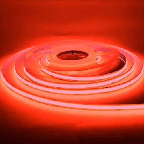 KD-tec 16.4FT/5M COB Flexible LED Strip Light DC12V/24V 528leds/m Bendable Tape (12V, Red)