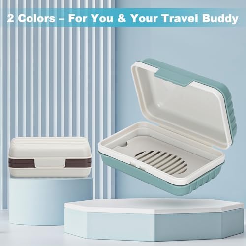 Ceecysaa 2 Pack Travel Soap Holders, Leakproof Soap Container with Lid, Portable Bar Soap Holder with Removable Draining Layer for Bathroom, Shower, Gym, School,Traveling, Camping, Vacation - 5