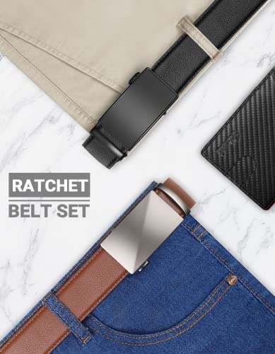 Image of Zitahli Leather Ratchet Belt for Men - 2 Pack Mens belt,Customizable Fit | Everyday Men Dress Pants Belt,Casual Occasion,Classic Style,Gifts for Men on Birthday,Anniversary,Father's Day,and Christmas
