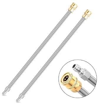 Pressure Washer Extension Wand, 2 Pack 17 Inch Stainless Steel Heavy Duty Wands with 1/4 Inch Quick Connect, Fits Most Pressure and Power Washers