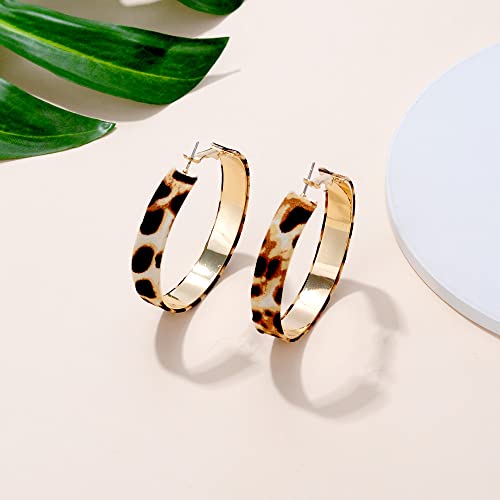 Exaggerate Leopard Leather Round Hoop Earrings Dangle Cheetah Print Circle for Women Statement Personality Animal Jewelry-C by Fuqimanman2020 - Image 5