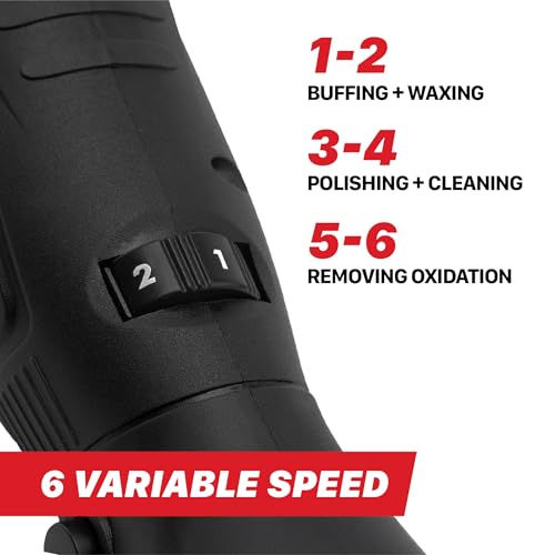Maxshine Professional Portable Cordless Polisher M0312 V2 (Black) | Lightweight 1.93 lbs Portable DA/Rotary Car Buffer | 6-Speed Auto Detailing for Scratch & Swirl Removal, Paint Care, Gloss & Shine by Maxshine - Image 3