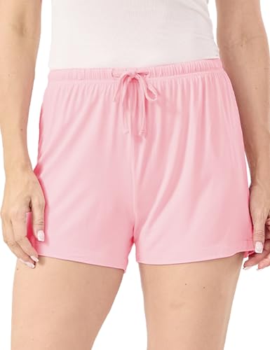 Image of GYS Women's Bamboo Viscose Cooling High Waisted Pajama Shorts | Moisture wicking, Breathable, Tagless, Soft stretch, Elastic waist with drawstring, for hot flashes & summer sleep