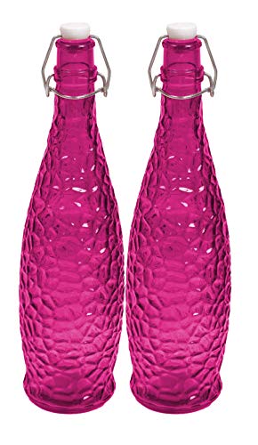 Machak Crick Glass Water Bottle For Fridge 1 ltr (Purple, Set of 2)
