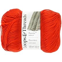Loops & Threads Facets Yarn - Yarn for Knitting, Crochet, Weaving, and Arts & Crafts - Orange, Acrylic, 3.5 oz