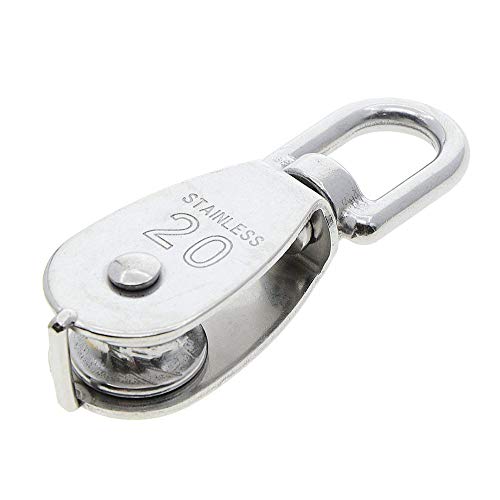 Nxtop Stainless Steel Wire Rope Crane Pulley Block M20 Lifting Crane Swivel Hook Single Pulley Block Hanging Wire Towing Wheel 6Pcs by Nxtop - Image 5