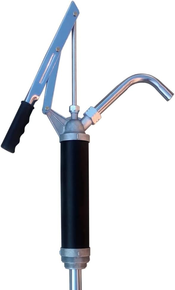 EXXO 15-55 Gallon Drum Pump - Heavy Duty Steel, Universal Fit, Manual Operation, Compatible with Oil Based Fluids, Motor Oil, Diesel, Kerosene