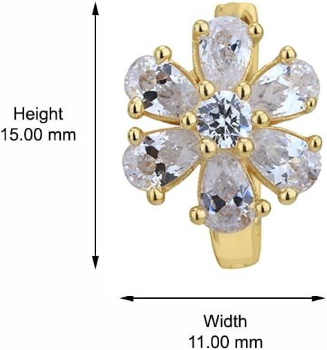 Vanbelle 18K Gold Plated Jewelry - Floral Mini-Hoop Earring with Cubic Zirconia Stones - Lightweight Designer Jewelry for Women