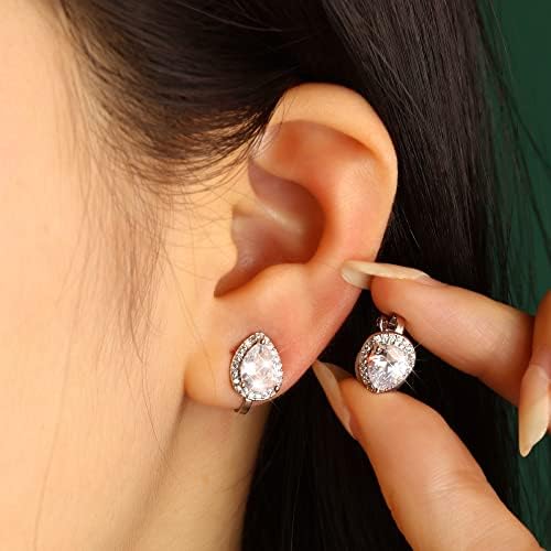 Clip On Earrings Pearl Clip On Earrings Diamond Clip On Earrings for Women Men Non Pierced Earrings Set