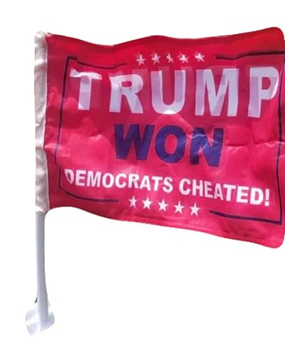 12x18 TRUMP 2024 WON DEMOCRATS CHEATED Red Double Sided Car Vehicle BOAT Flag