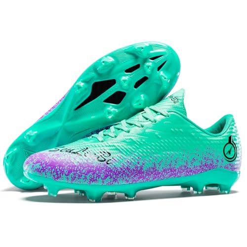 Unitysow Football Boots Men's Astro Turf Trainers Outdoor Football Shoes Kids Teenager Professional Athletics Soccer Shoes Sneakers,Green,11.5 UK - Image 3