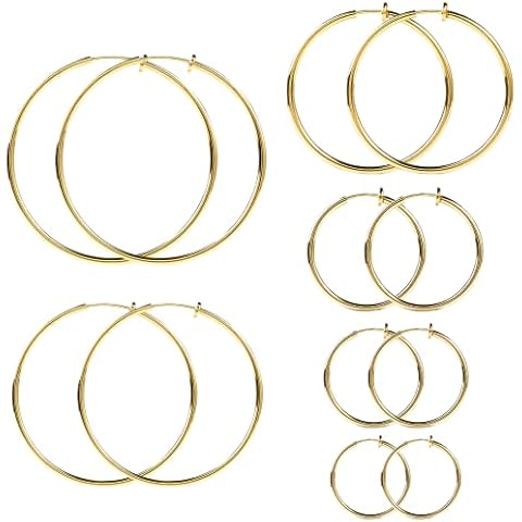 6 Pairs Gold Clip on Hoop Earrings Non Piercing Earrings Set for Women and Girls, 6 Sizes Cover