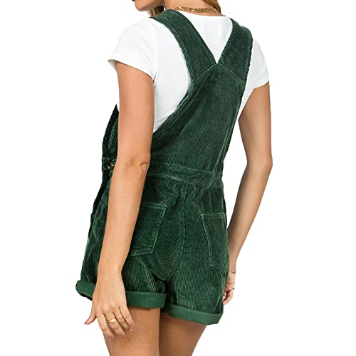 Domingbub Women's Casual Short Overalls Corduroy Adjustable Straps Pockets Fashion Short Jumpsuits (Green-112832, M) #TOP5