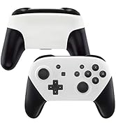 eXtremeRate White Faceplate and Backplate for Nintendo Switch Pro Controller, Soft Touch DIY Repl...