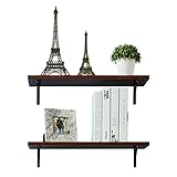 AUXLEY Wall Mounted Floating Shelves Rustic Wood Wall Storage Shelves for Bathroom, Kitchen, Bedroom and Office, L23.6 x W7.9, Walnut Brown, Set of 2 Brackets