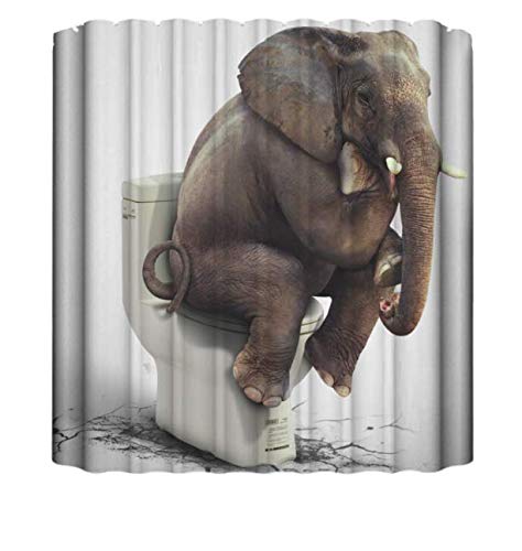 Cartoon Printed Elephent Polyester Shower Curtain Waterproof Home Bathroom Curtains 3D Thicken Shower Curtains