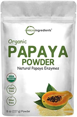 Micro Ingredients Organic Papaya Fruit Powder, 8 Ounce, Freeze Dried, Naturally Rich in Papaya Enzyme, Supports Antioxidant and Digestive Function, No GMOs & Vegan Friendly