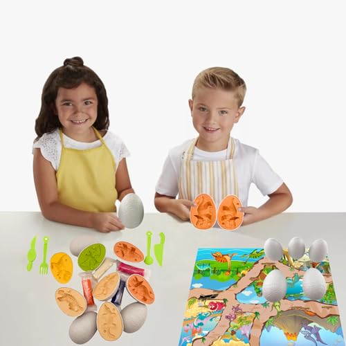 Iceacrin Playdough Dinosaur Eggs Sets, Easter Basket Stuffers for Toddler, Playdough Sets for Kids Ages 4-8, Easter Dino playdoh Dinosaur Play Dough Eggs Molds Toys Gifts - Thumbnail 2