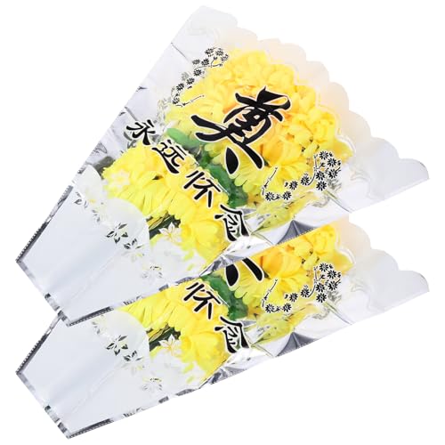 SUPVOX Crisantemi Finti 2 Mazzi Bouquet per Decorazione Tomba Cimitero Fiori Artificiali da Esterno Resistenti