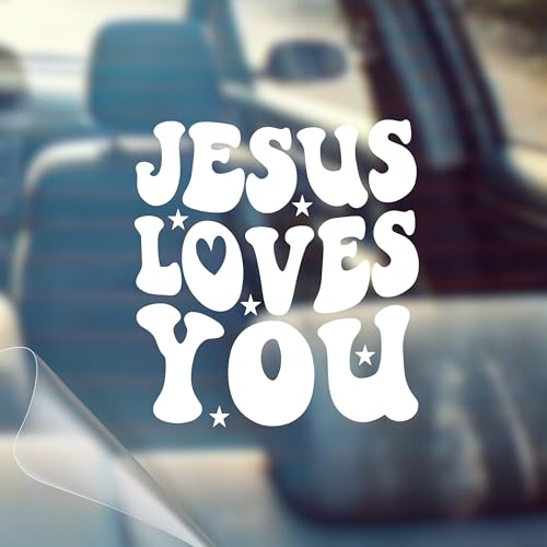 Jesus Loves You - Christian Car Vinyl Decal Bumper Sticker for Car, Wall, Window, Vehicle, Weather Resistant, Viral (1, White) by RALLY SZN - Used condition - US$6.90