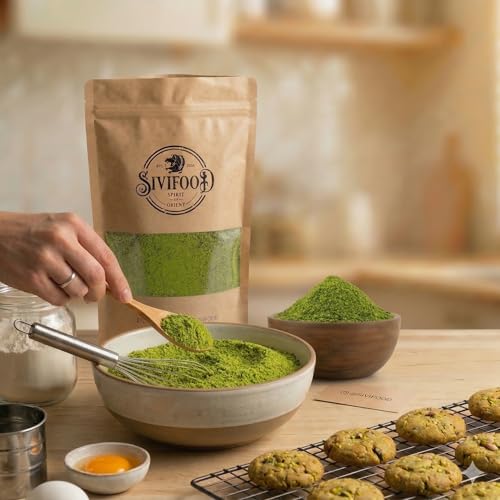 SIVIFOOD® Gemahlene Pistazien [250g] – Naturbelasse Pistazien gemahlen in Premium Qualität – Feines Pistazien Pulver zum Backen, für Kuchen, Torten, Desserts & Dubai Schokolade – Ungesalzen & vegan