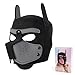 nurdewn Dog Mask Adult Puppy Hood – Removable Neoprene Pup Face Mask with 10 Color Options, Cosplay & Party Gear for Men & Women (Black & Gray)