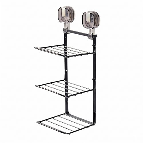 Image of Premium 2-Tier Stainless Steel Kitchen Rack | Wall Mount Modular Organizer Shelf & Multipurpose Storage Stand for Spices, Pantry & Bathroom Toiletries | Space Saving Design (BLACK)
