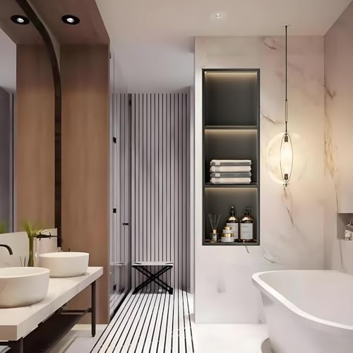 Étagère de douche en acier inoxydable encastrable sans carrelage