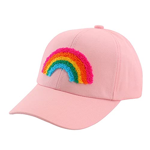 Kids Baseball Hat, Rainbow Pink Girls Baseball Hat,Children's Cute Adjustable Ponytail Baseball Cap Trucker Hat For Spring & Summer Outdoor #TOP22