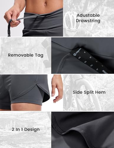 Nepest Short feminino acolchoado para ciclismo mountain bike road bike 2 em 1 acolchoado com bolsos