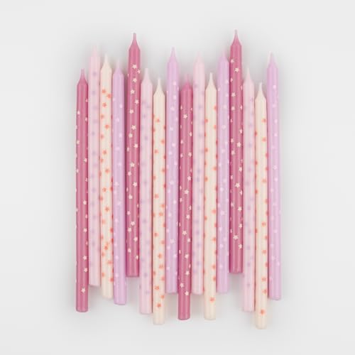 Meri Meri Happy Birthday Candles for Cake - Pack of 16 2 Sizes Unscented