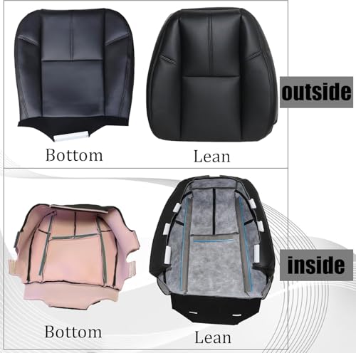 AOUTTUOA Driver Side Bottom and Top Lean Back Seat Covers Leather Black Compatible with Chevy Silverado Suburban Avalanche 2007-1013 Compatible with GMC Sierra Tahoe Yukon 2007-2013 - Image 8