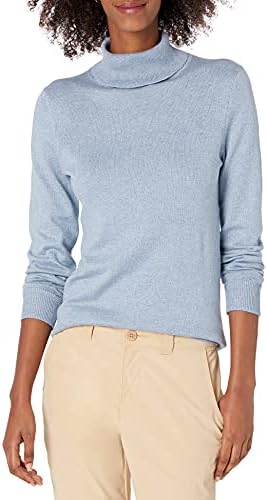 Amazon Essentials Women's Classic-Fit Lightweight Long-Sleeve Turtleneck Sweater (Available in Plus Size), Indigo Blue Heather, X-Large