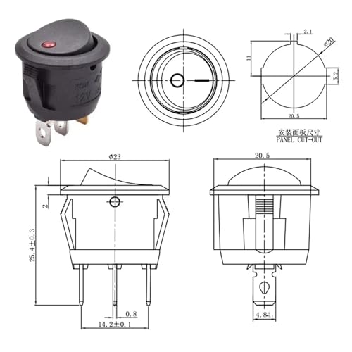 Interruptor redondo KCD1-101 de 20mm para sustituir botones estropeados 5