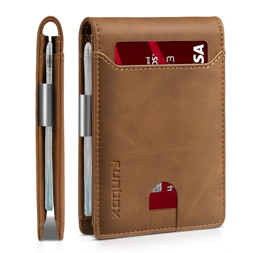 RUNBOX Slim Wallet for Men - RFID Blocking Leather Bifold with Money Clip by RUNBOX - Used condition - US$15.38