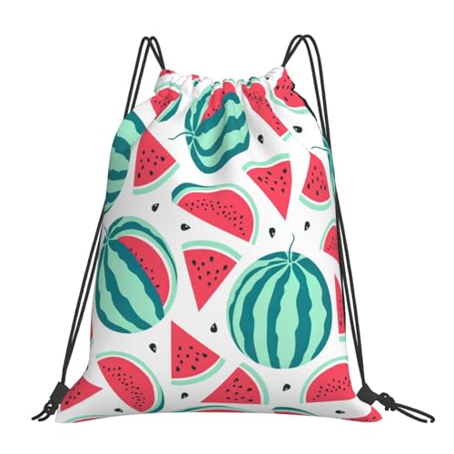 SHuWeiD Fruits - Mochila con cordón y estampado de sandía, mochila casual con cordón, bolsa deportiva y fitness, Blanco, Talla única