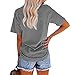 NIUBIA Women's Letter Print Basic Crew Neck Tee Summer Short Sleeve T-Shirt with Pockets Loose Fitting Tops Dark Grey