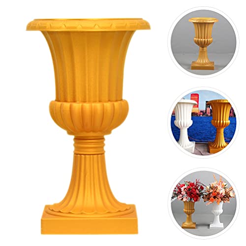 Angoily Classic Garden Urn Planters For Outdoor Plants Tall Decorative White Urn Planter Vintage Style Flower Pot, Home Garden Front Porch Door Planters Deck Balcony Decoration (Golden) #TOP3