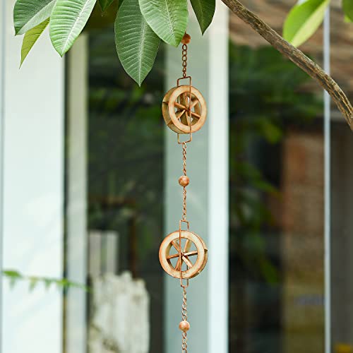 Ainisis 5-7/10-Feet Gutter Rain Chain,Water Wheel Rain Catcher Chain Outdoor Garden Decorative Art #TOP2