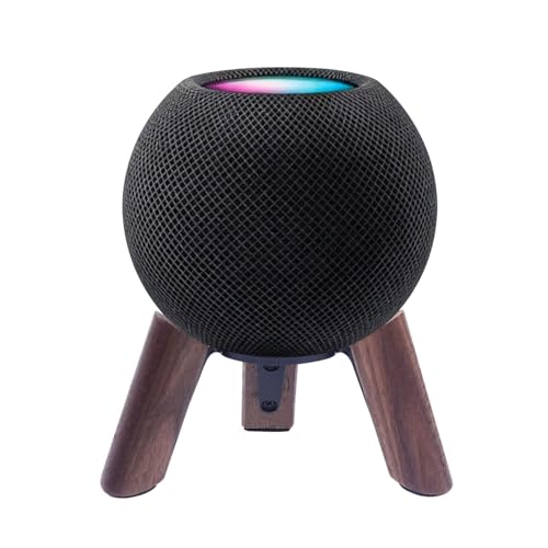 Solid Walnut Wood Stand for HomePod Mini - 100% Black Walnut Speaker Holder, Sound Improving Desktop Stand with Waterproof Protection, Non-Slip Base, Fully Assembled, Minimalist Aesthetic Desk Decor
