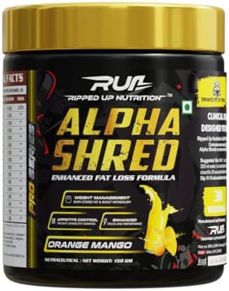 Ripped Up Nutrition Alpha Shred Fat Burner - 150g, Orange Mango | With Carbliss® for Blocking Carbs by 40-60% | Weight Management & Metabolism Booster | Enriched with Garcinia Cambogia, Coffee Bean Extra, Caffeine